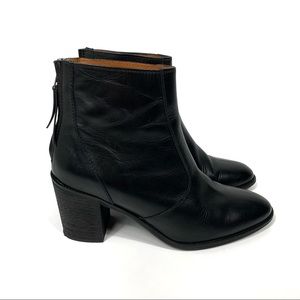 Madewell The Ames Black Leather Ankle Boots Sz 10